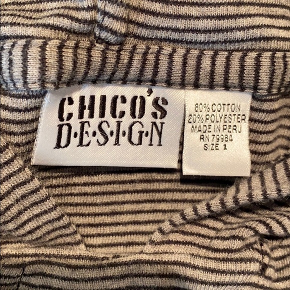 Chico’s Design Gray and Black Striped Casual Hooded Jacket - Picture 13 of 15